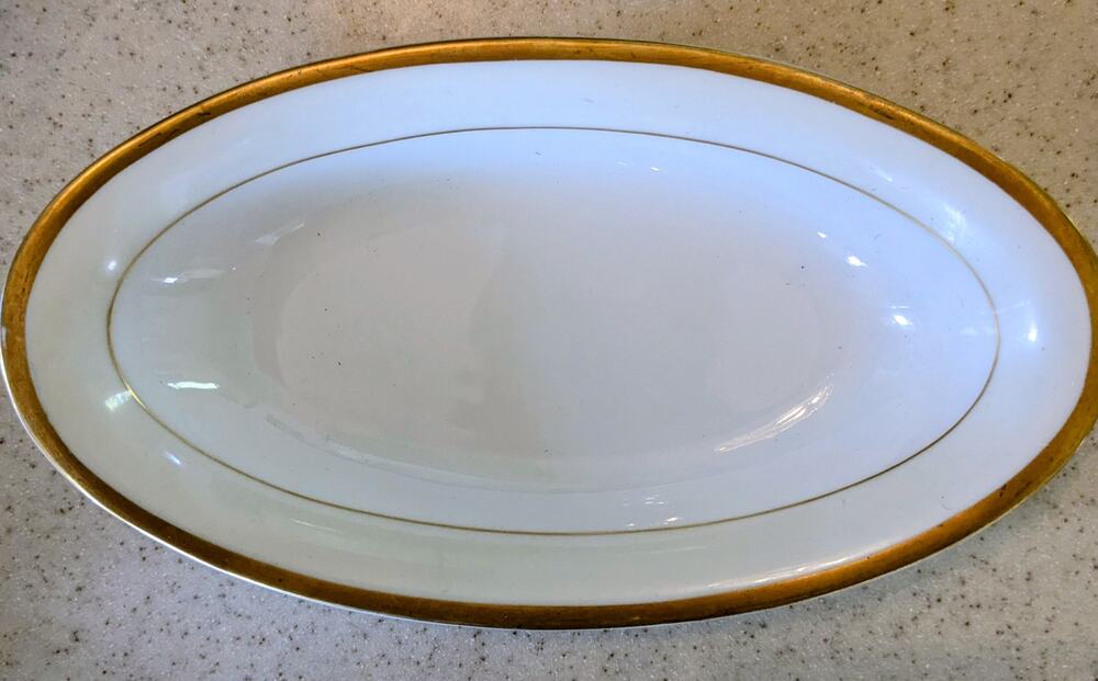 Vintage Noritake Hartford 5944 Oval Serving Platter White Cream Gold Trim Japan